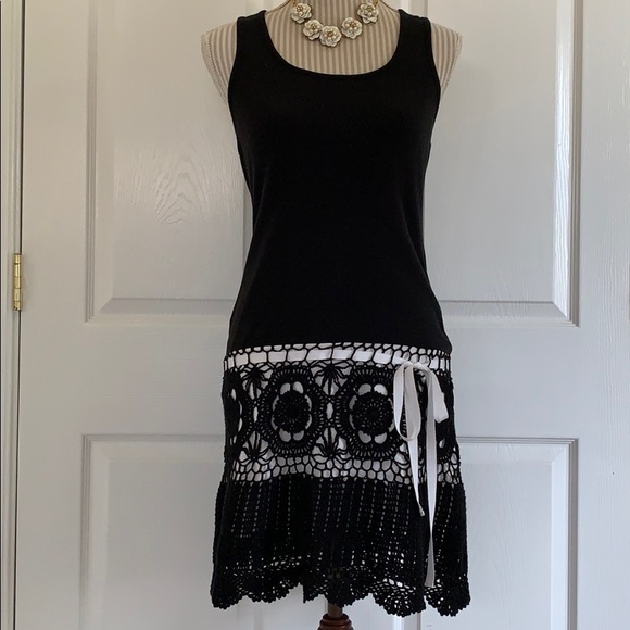 Moda International Dresses & Skirts - Black & White Crochet Mini Dress
